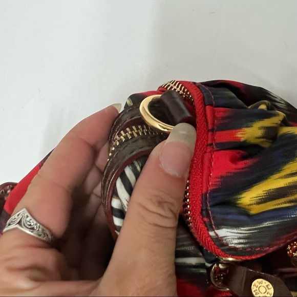 MZ Wallace Clara Ikat Print Red Yellow Handbag - Picture 8 of 9